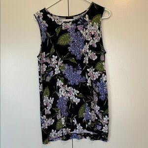 J.Jill Floral wearever collection Sleeveless Top - Black and Purple size small